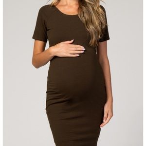 Pink fitted pink blush maternity dress